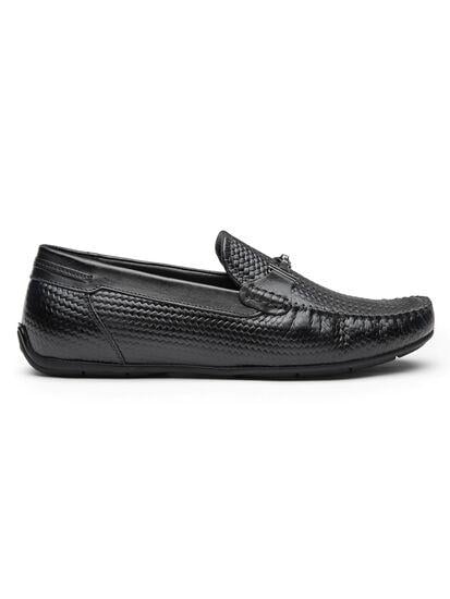 HUBERT Mens Black Casual  Slip Ons