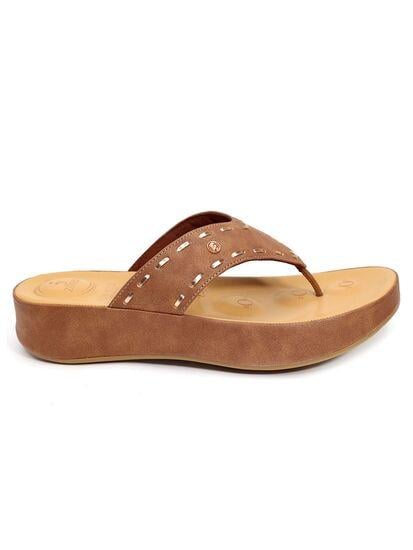 HELMA Womens Brown Casual  Slippers