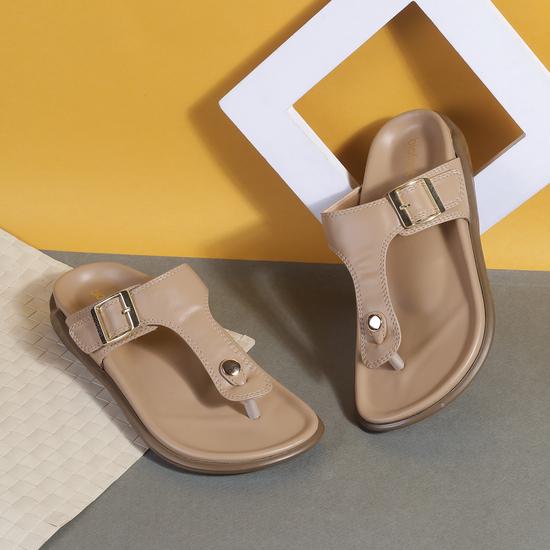 Biofoot Ladies Beige Casual Open Comfort Slides 