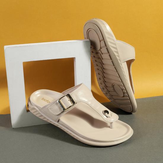 Biofoot Ladies Off-White Casual Open Comfort Slides 