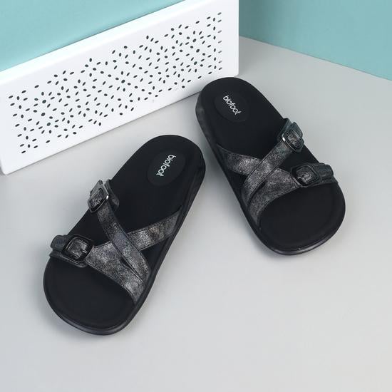 Biofoot Ladies Black Casual Open Comfort Slides 